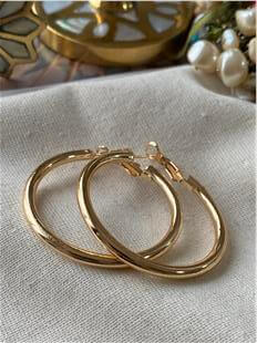 4 cm Gold Boru Halka Küpe