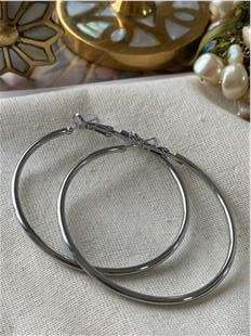 5 cm Silver İnce Halka Küpe