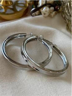 5 cm Silver Küt Halka Küpe