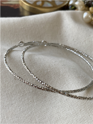 7 cm Desenli İnce Silver Halka Küpe