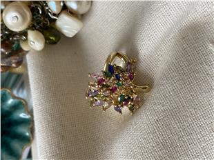 Ayarlanabilir Altın Kaplama Renkli Meşe Yüzük