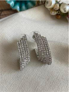 Beş Sıra Silver Suyolu Küpe