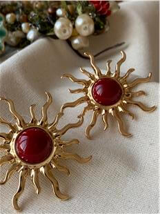 Bordo Güneş Küpe