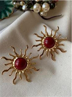 Bordo Güneş Küpe