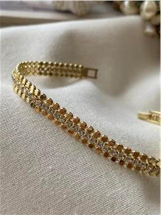 14K Suyolu Detaylı Ezme Bileklik