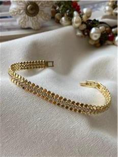 14K Suyolu Detaylı Ezme Bileklik