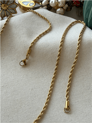 Çelik 3mm Burgu Zincir Kolye