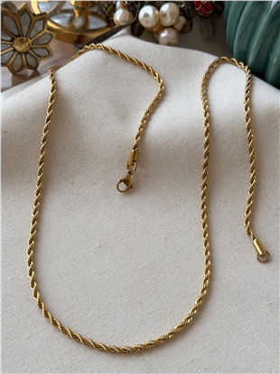 Çelik 3mm Burgu Zincir Kolye