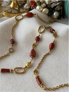 Çelik 90 cm Kiremit Taşlı Kolye