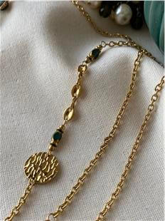 Çelik 90 cm Pul Detaylı Yeşil Taşlı Kolye