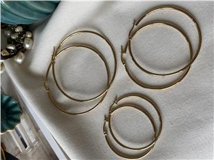 Çelik Altılı Halka Küpe Seti