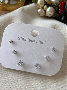 Çelik Altılı Silver Yıldız Küpe