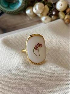 Çelik Ayarlanabilir Mineli Çiçek Yüzük