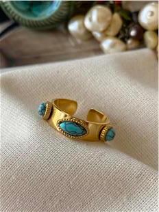 Çelik Ayarlanabilir Oval Firuzeli Yüzük