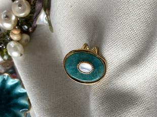 Çelik Ayarlanabilir Oval Zümrüt Yüzük