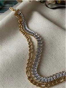 Çelik Baget Taşlı Figaro Bileklik