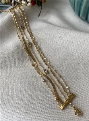 Çelik Beş Model Zincir Bileklik