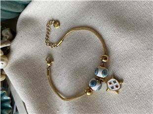 Çelik Beyaz Kaplumbağa LV Charmlı Bileklik