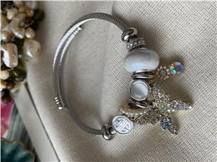 Çelik Beyaz Kelebek Charm Bileklik