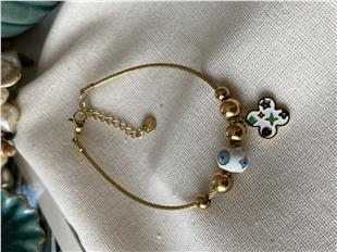 Çelik Beyaz LV Charmlı Bileklik