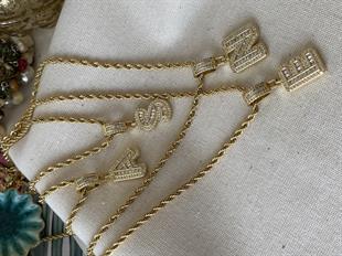 Çelik Taşlı Harf Kolye 