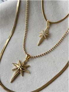 Çelik Çift Kuzeyyıldızı Charmlı Çoklu Kolye