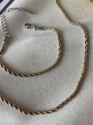 Steel Double Color Twist Set Necklace