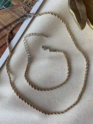 Steel Double Color Twist Set Necklace