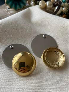 Çelik Çift Renk Tasarım Bombe Plaka Küpe