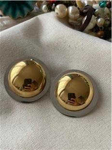 Çelik Çift Renk Tasarım Bombe Plaka Küpe