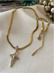 Çelik Çift Renk Yıldız Charmlı İtalyan Kolye