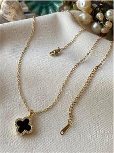 Çelik Çift Sallantılı Black Cleef Kolye