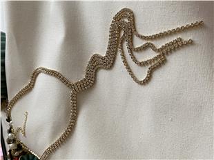 Çelik Çift Sıra Gold Suyolu Kolye