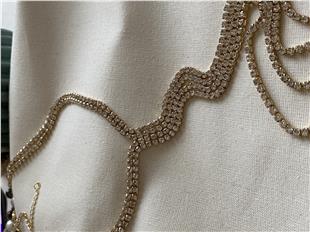 Çelik Çift Sıra Gold Suyolu Kolye