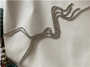 Çelik Çift Sıra Silver Suyolu Kolye