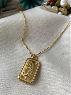 Çelik Çift Taraflı Mavi Mineli Plaka Kolye