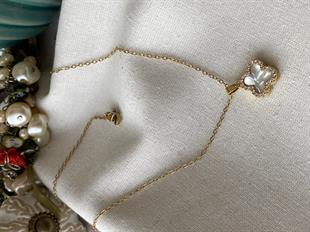 Çelik Çift Taraflı Taşlı Cleef Kolye