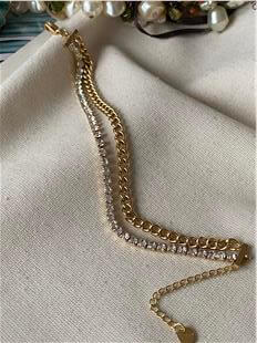 Çelik Çift Zincirli Taşlı Bileklik