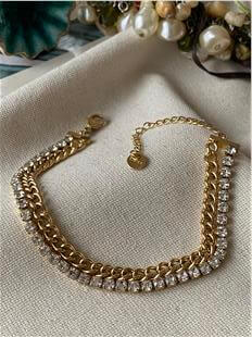 Çelik Çift Zincirli Taşlı Bileklik