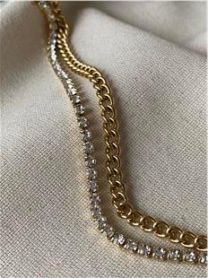 Çelik Çift Zincirli Taşlı Bileklik