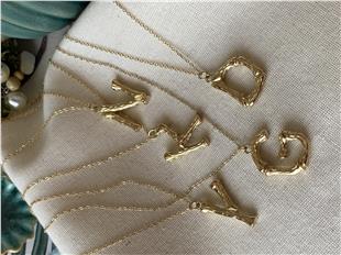 Çelik Desenli Harf Kolye 