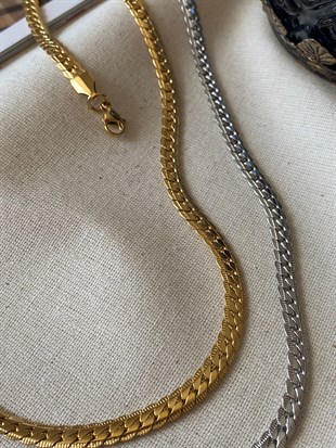 Çelik Desenli Yassı Örme Zincir 65 cm