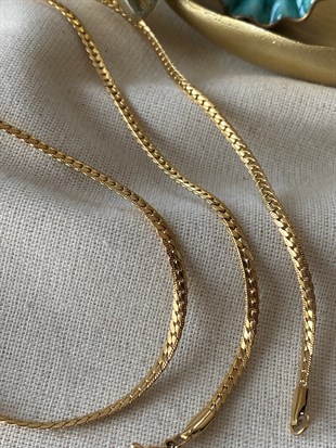 Çelik Desenli Yassı Örme Zincir 65 cm