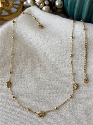 Çelik Dorikalı Taşlı Göz Kolye