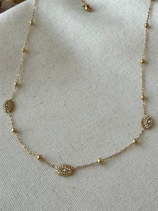 Çelik Dorikalı Taşlı Göz Kolye