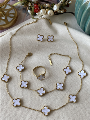 Çelik Dörtlü Beyaz Cleef Set