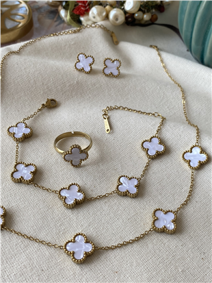 Çelik Dörtlü Beyaz Cleef Set