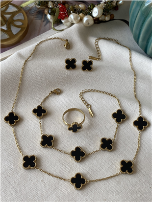 Çelik Dörtlü Siyah Cleef Set