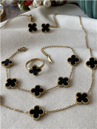 Çelik Dörtlü Siyah Cleef Set