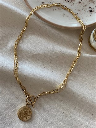 Çelik Geçmeli Elizabeth Kolye